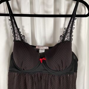 Linea Donatella Molded Cup Babydoll Black Red size XL Luxury Lingerie